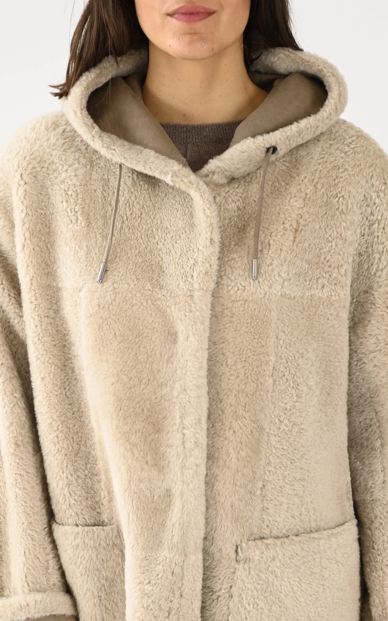 Peau lainée réversible en mérinos taupe – Image 5