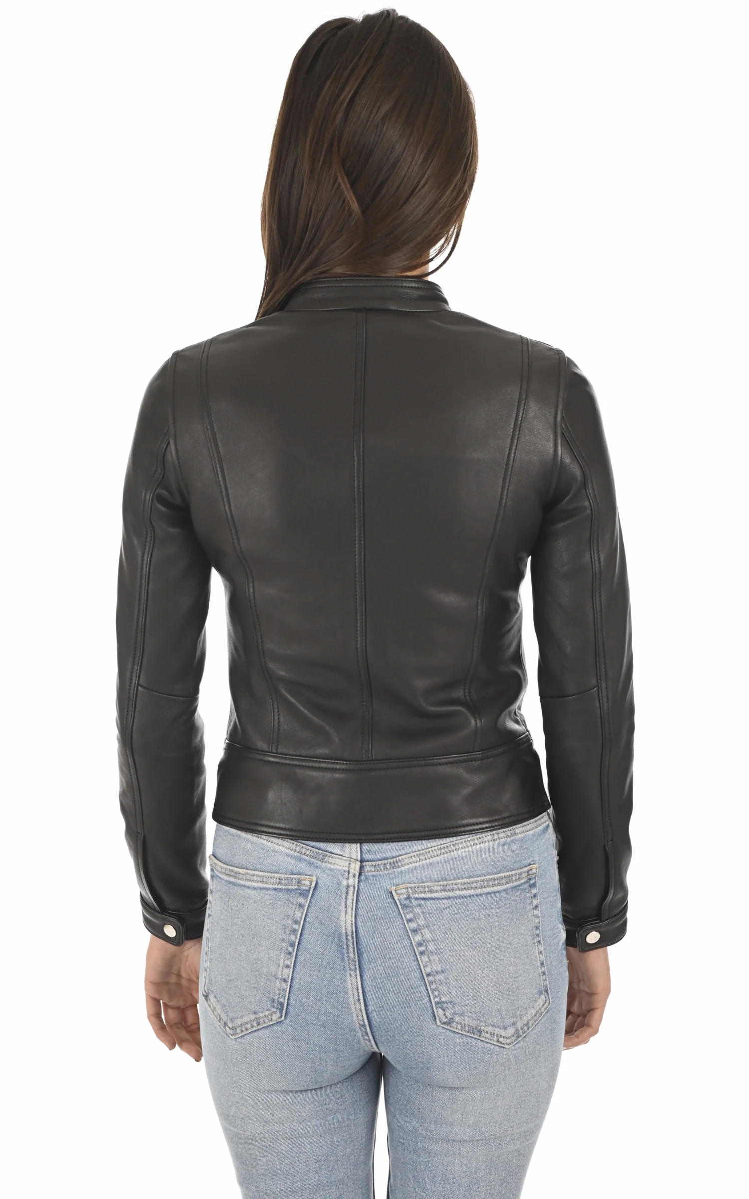 Blouson motard cuir Fiona noir – Image 4