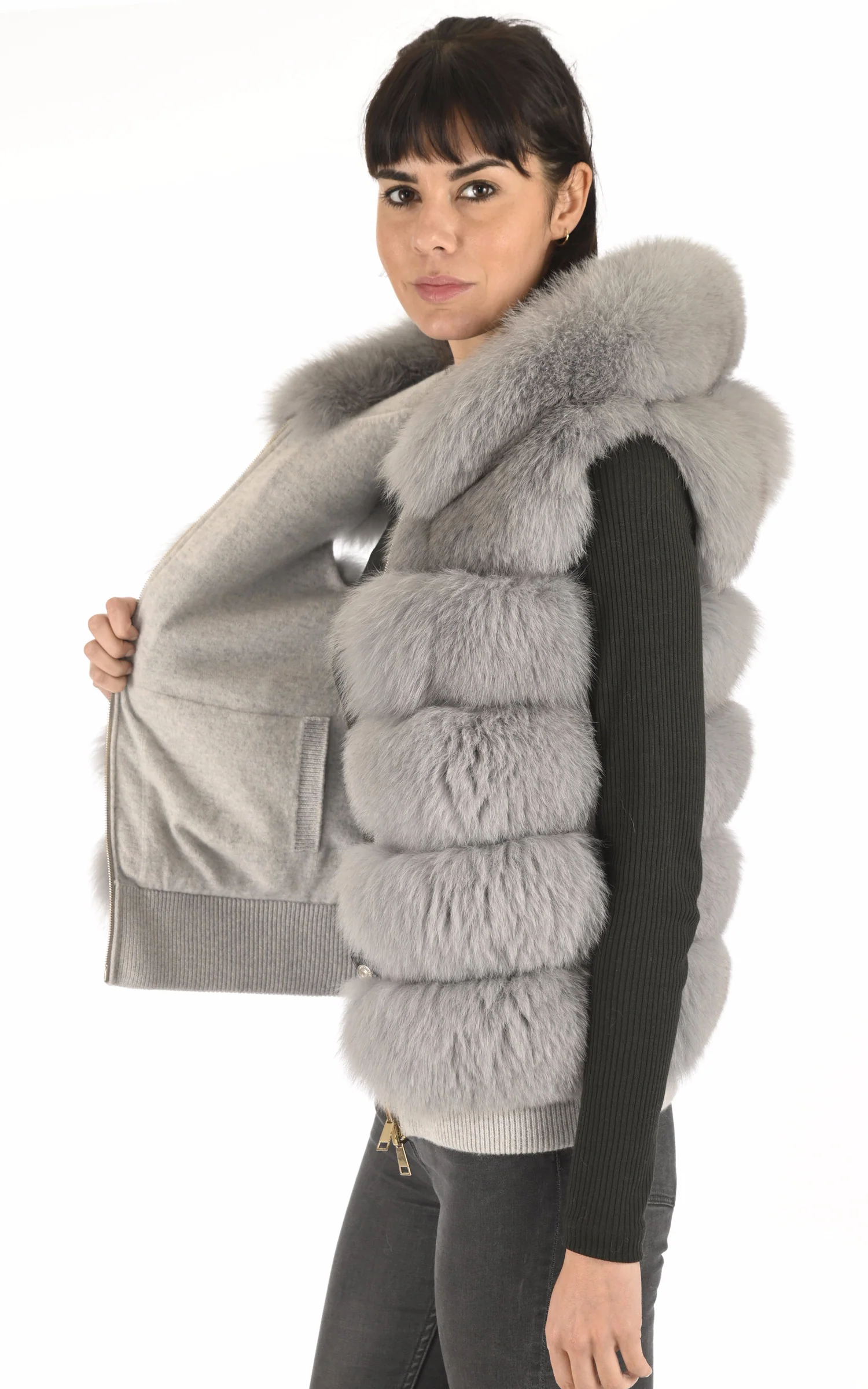 Gilet réversible renard gris – Image 3