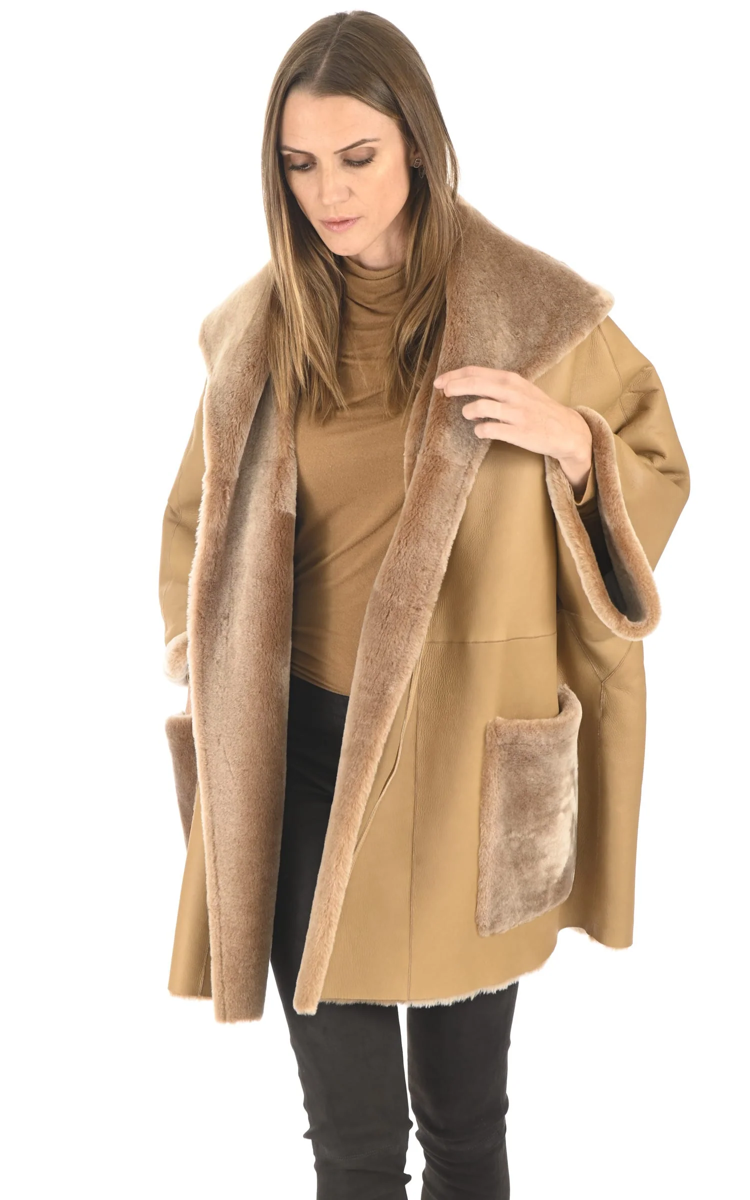 Cape agneau mérinos beige