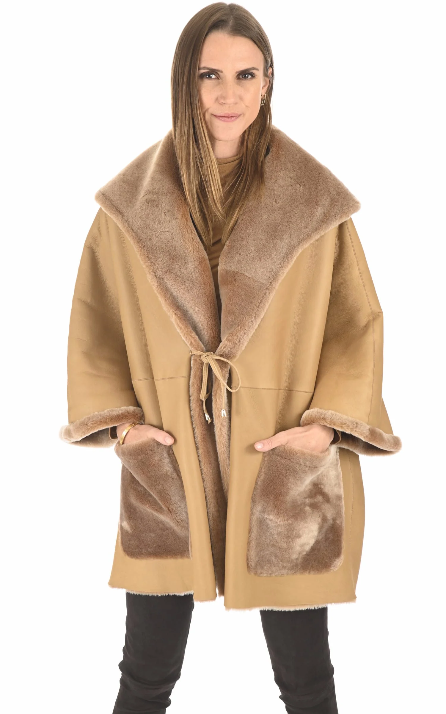 Cape agneau mérinos beige – Image 2