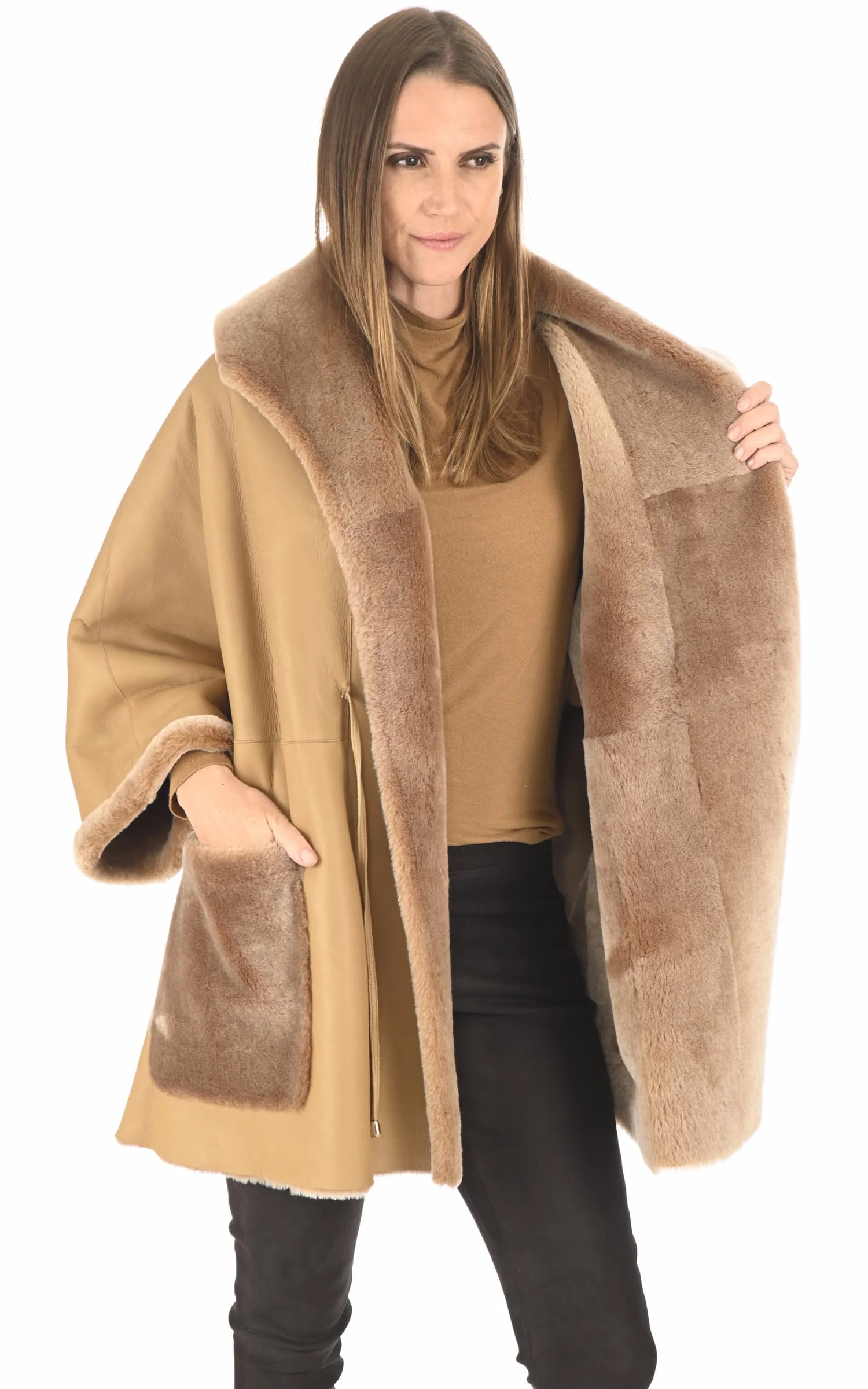Cape agneau mérinos beige – Image 3