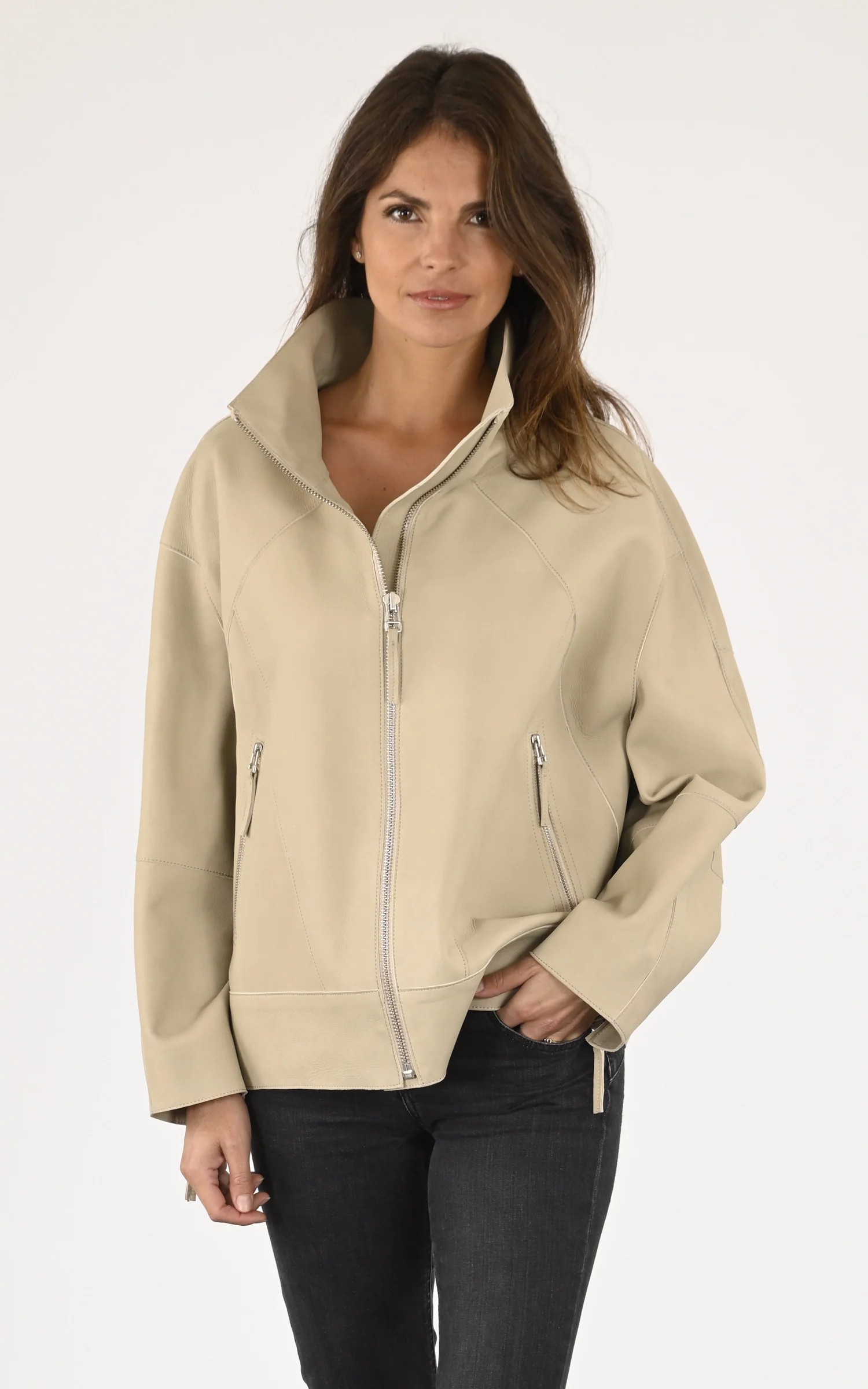 Veste oversize daim beige