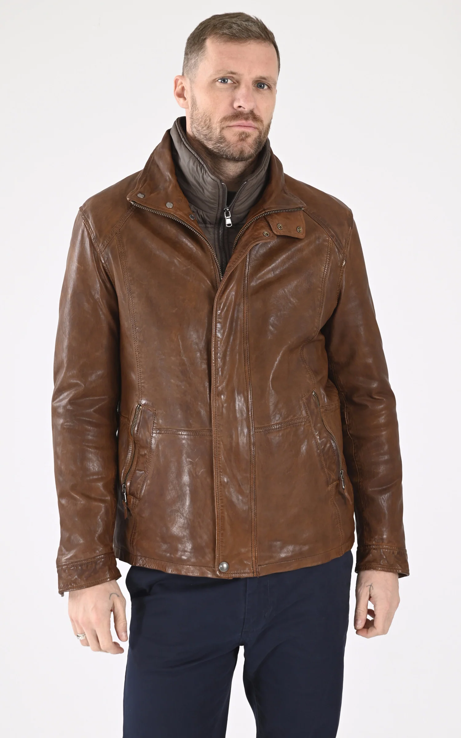 Veste cuir chaude Cerro cognac – Image 2