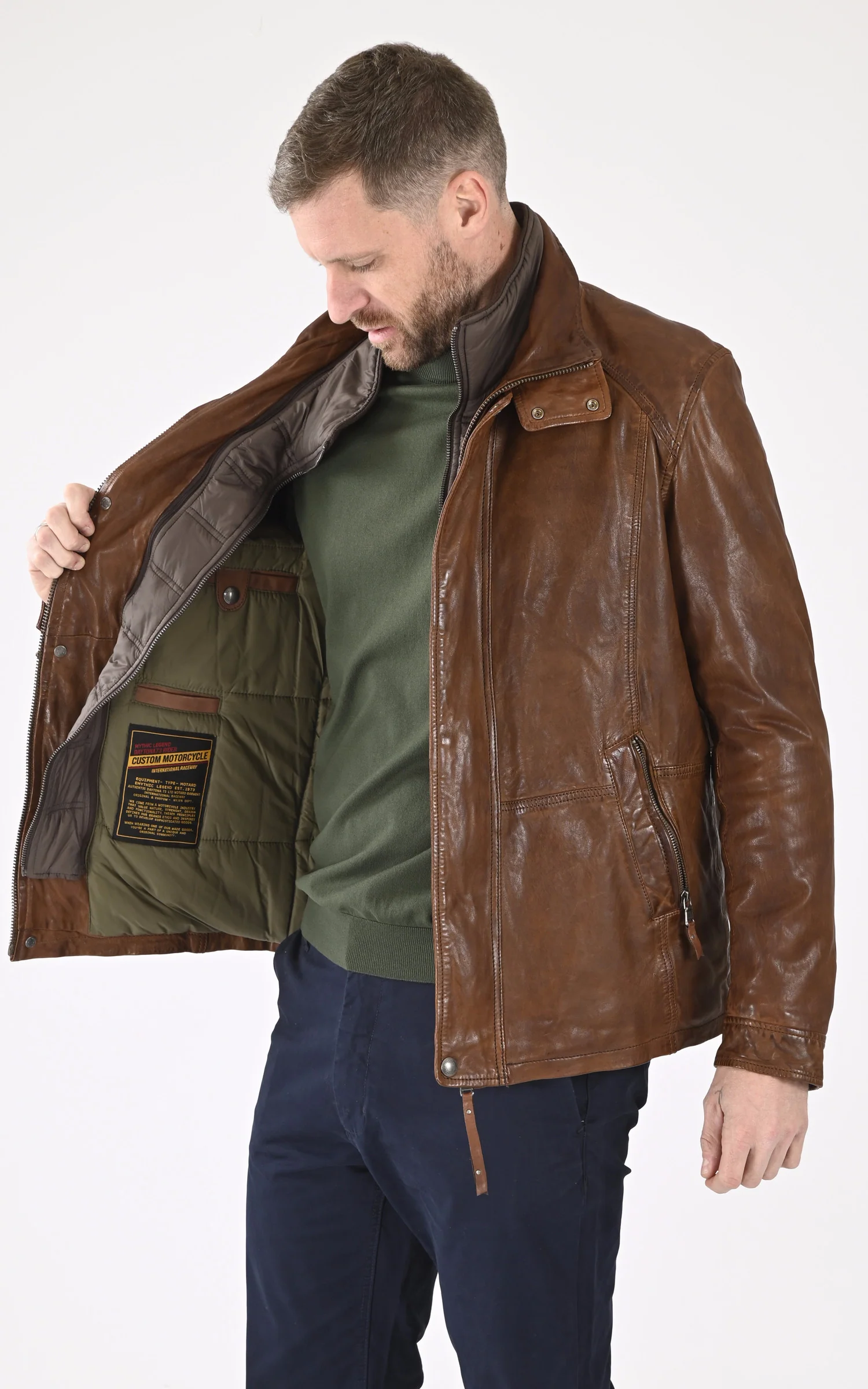 Veste cuir chaude Cerro cognac – Image 3