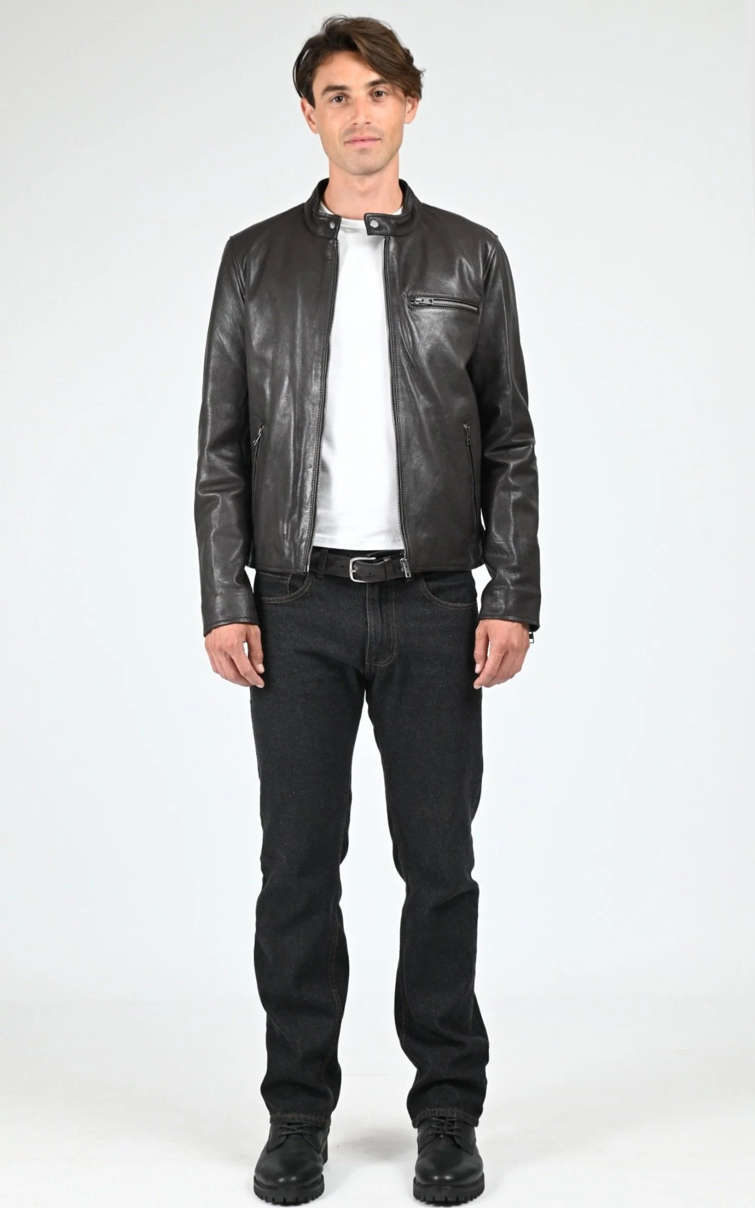 Blouson en cuir Kevin marron – Image 2