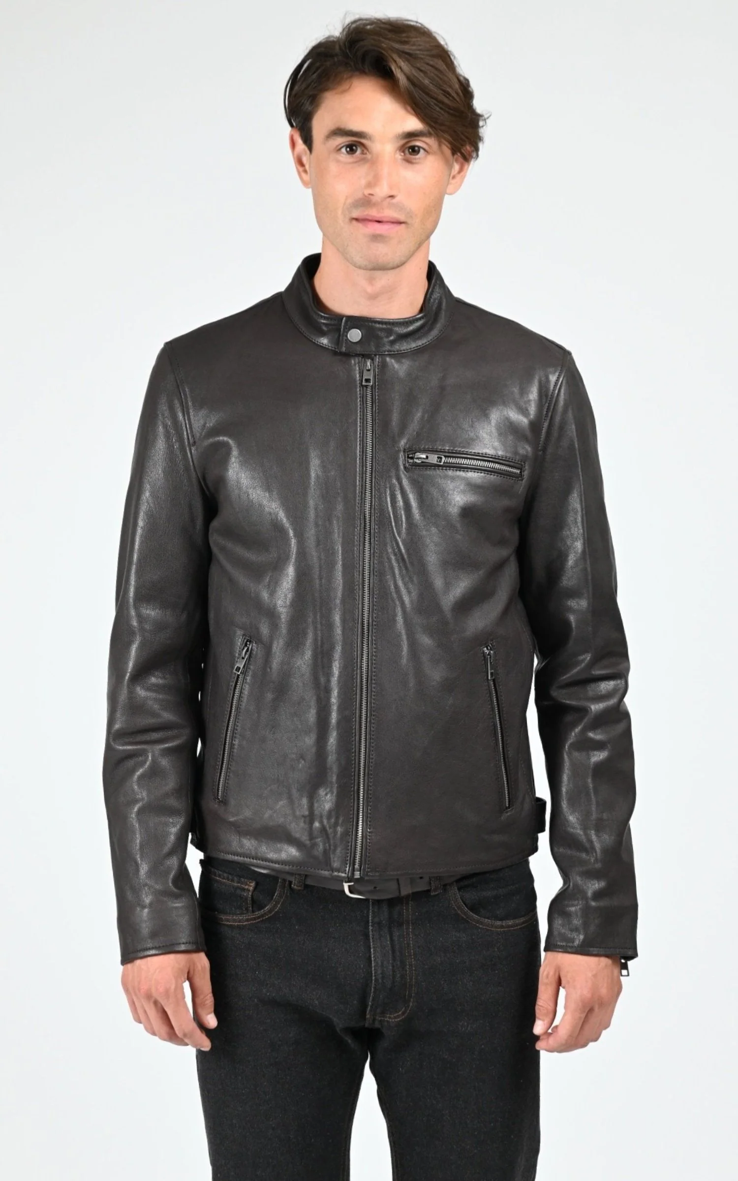 Blouson en cuir Kevin marron