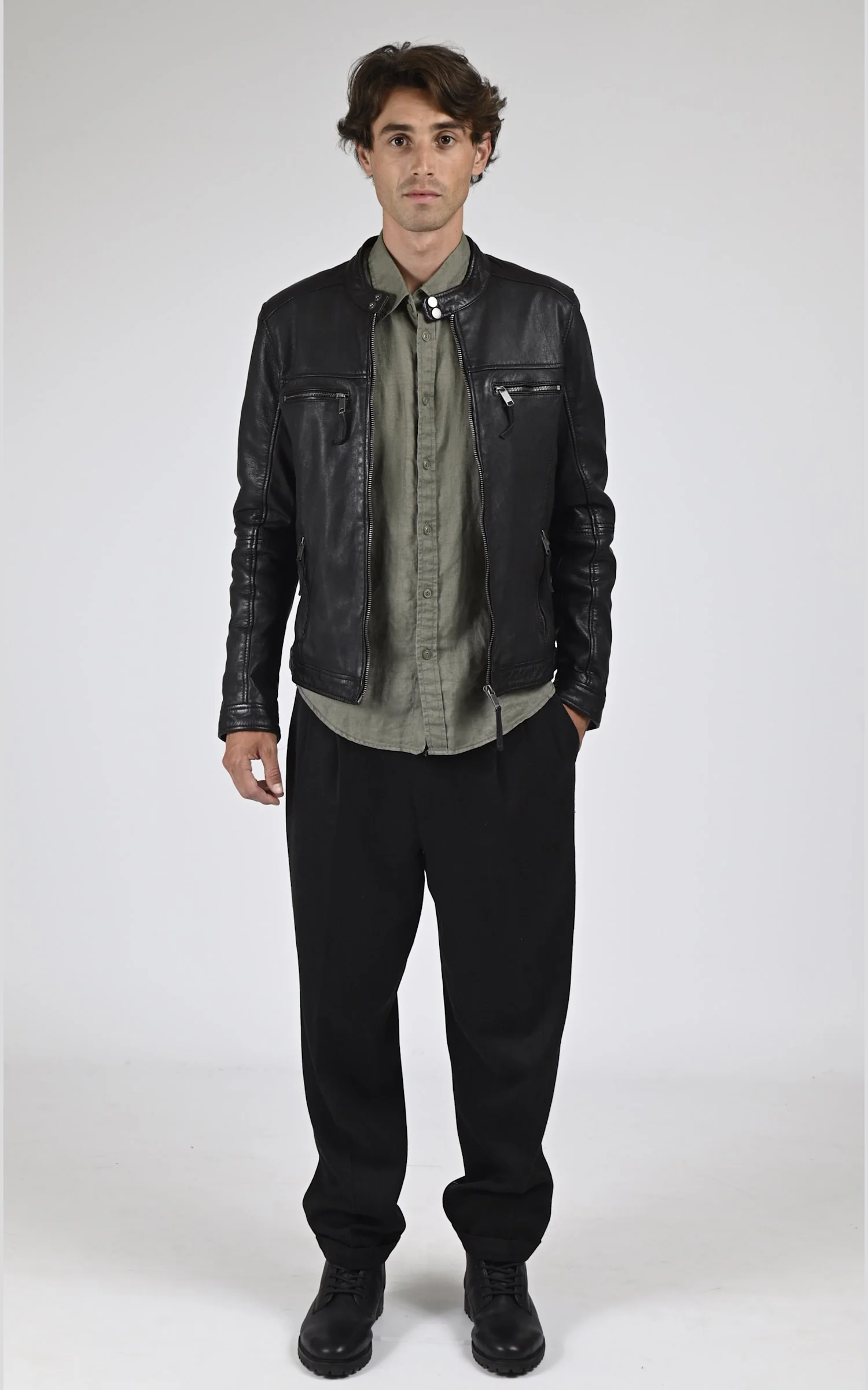 Blouson Mumbai cuir noir – Image 2
