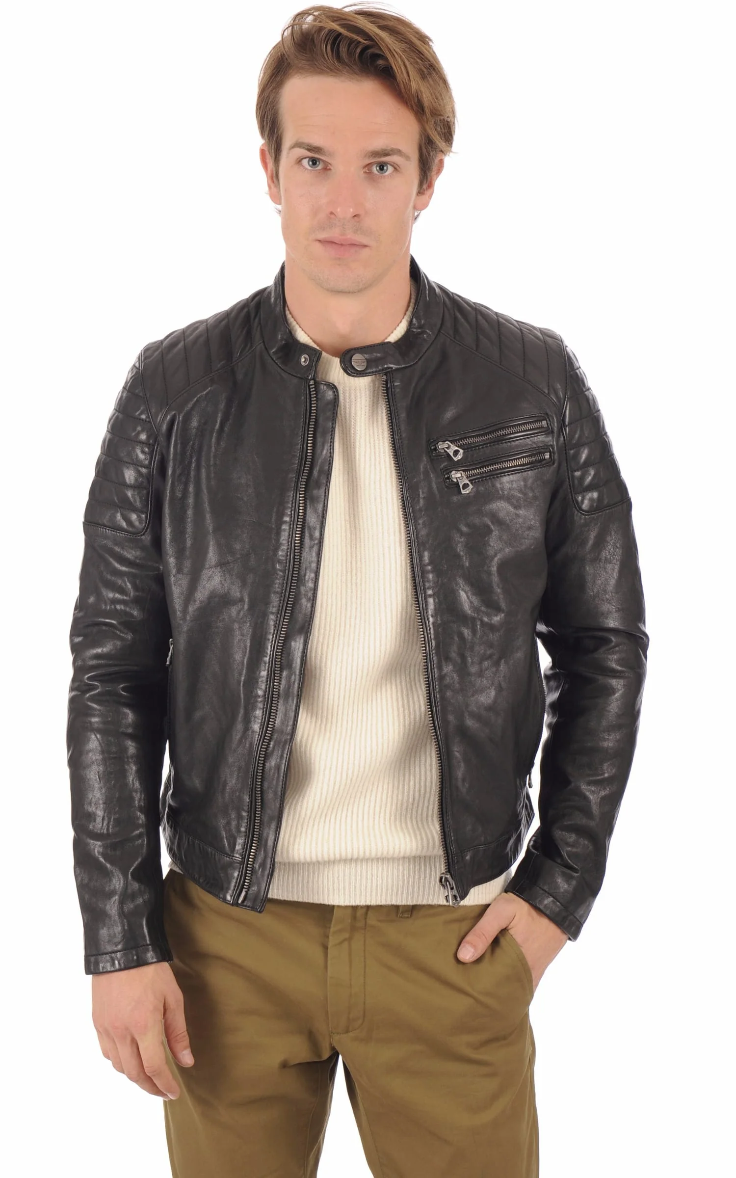Blouson motard cuir Starget noir