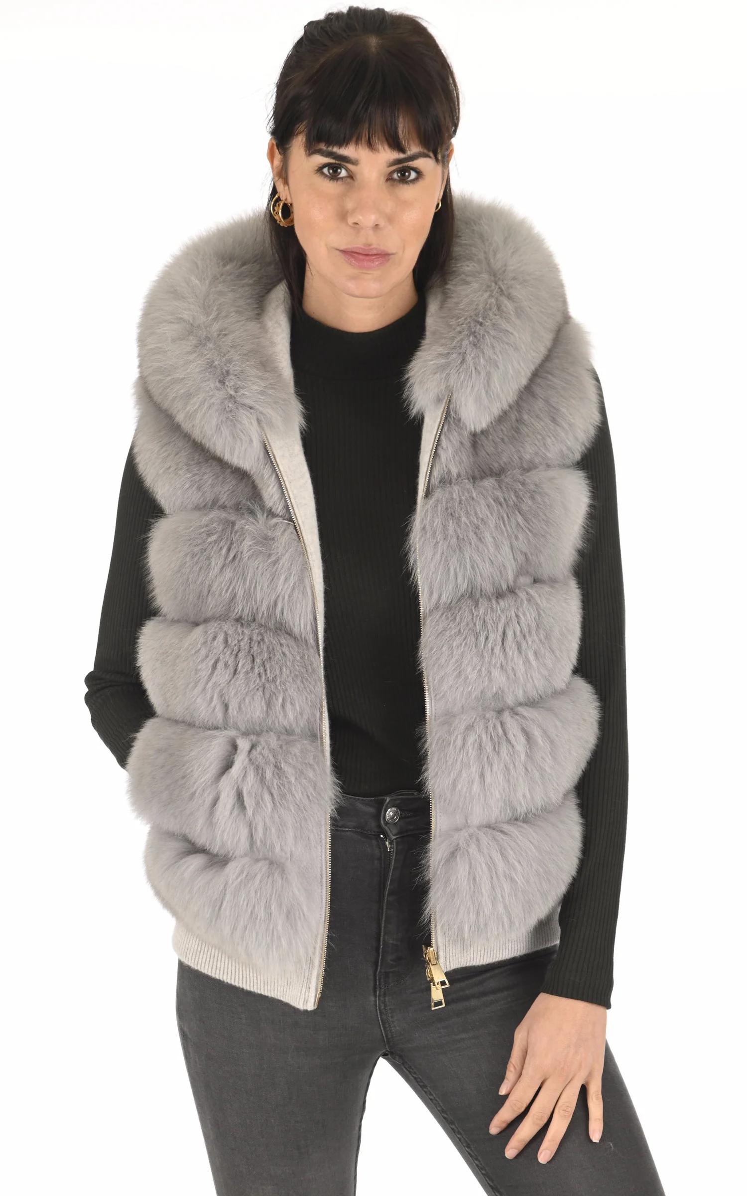 Gilet réversible renard gris