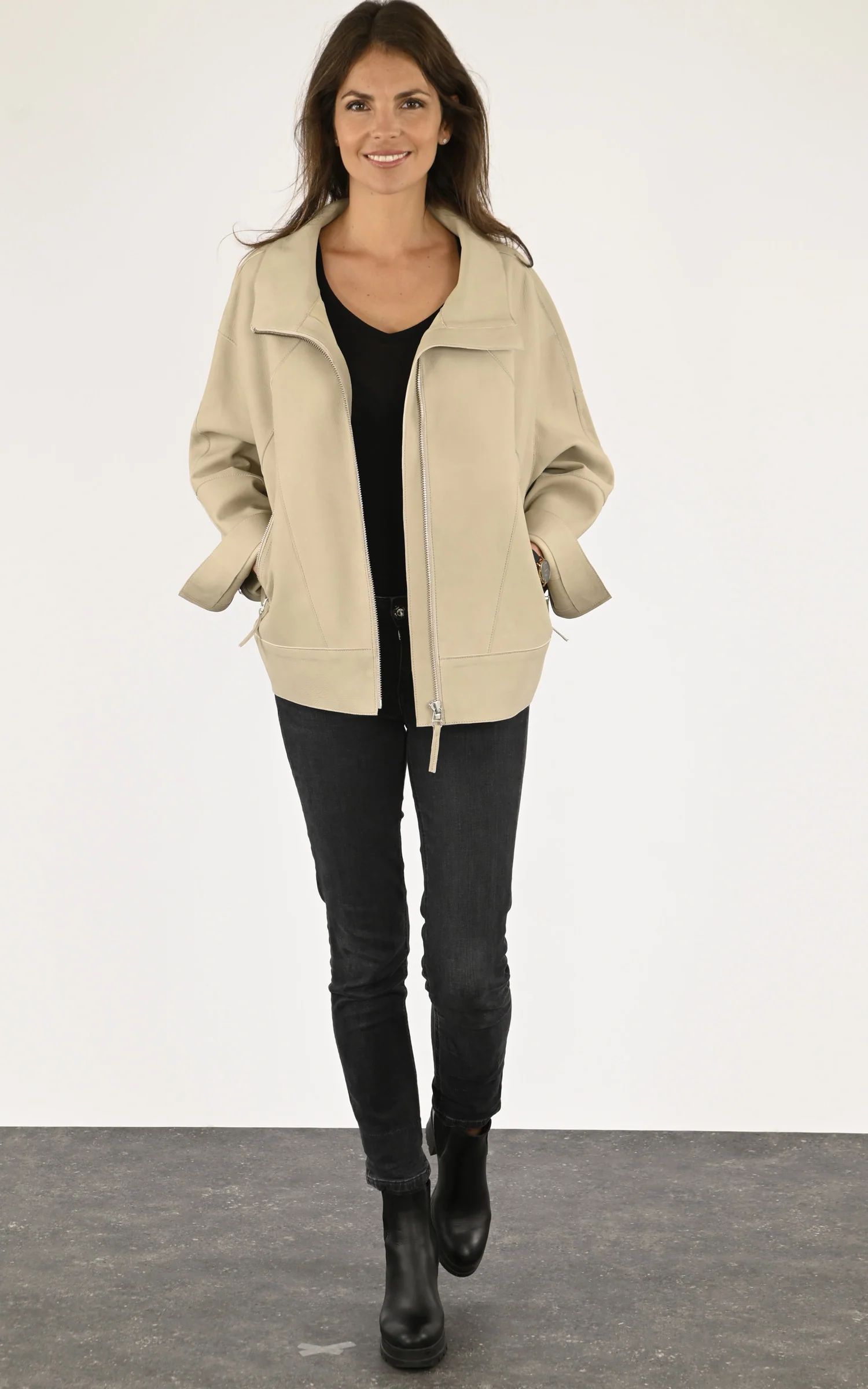 Veste oversize daim beige – Image 2